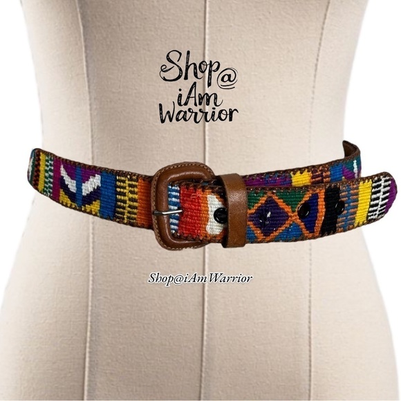 Guatemalan genuine leather hand made embroidered unisex belt *shop@iamwarrior main image 7